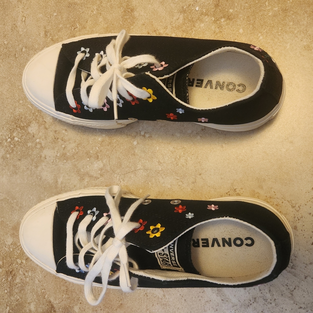 Converse Black Floral Sneakers